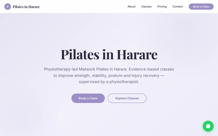 Pilates in Harare website
